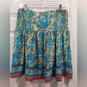 NATURAL LIFE Blue and Red Floral A-Line Skirt